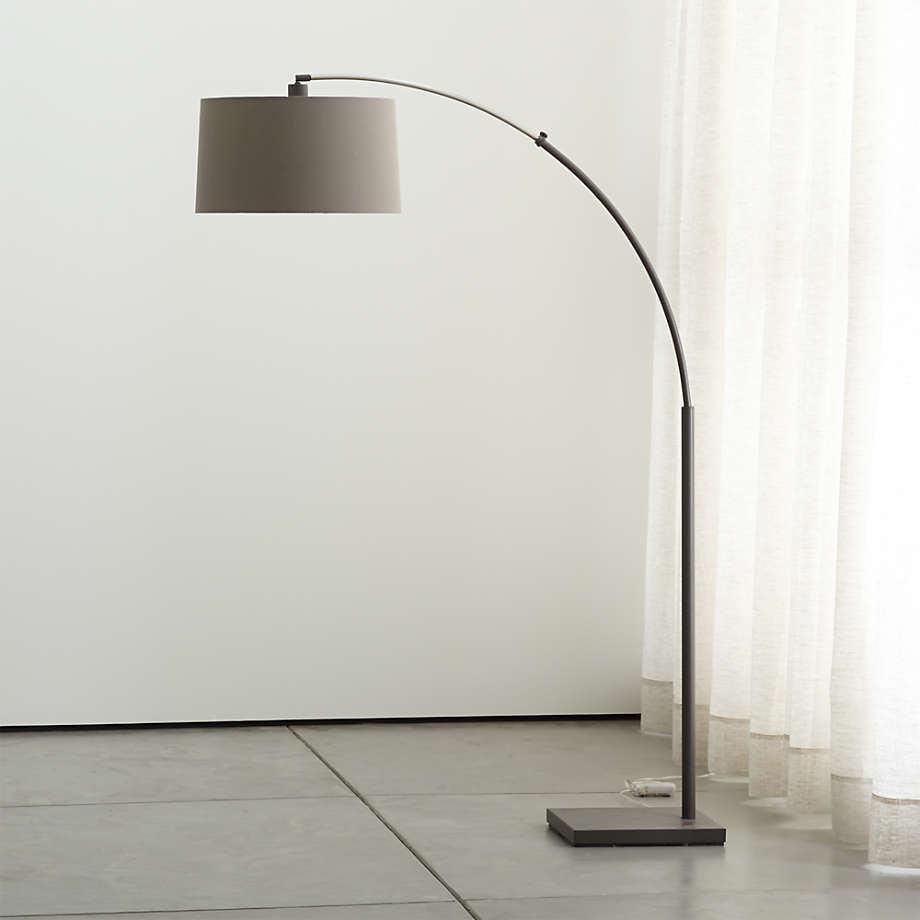 Dexter Arc Floor Lamp with Grey Shade + 