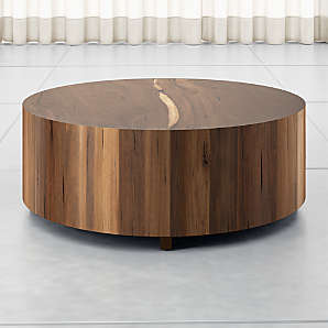 Selma Walnut Mango Wood Modern Round Coffee Table With Metal Legs Wazo Furniture