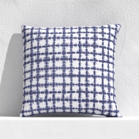 Distressed Indigo Checks 20 Outdoor Pillow Crate And Barrel