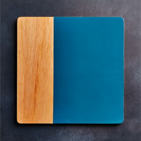 Division Square Wood Teal Placemat Reviews Crate And Barrel