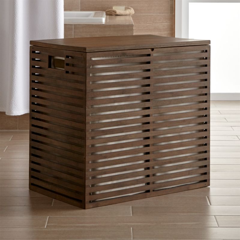 Dixon Large Bamboo Hamper with Liner + Reviews | Crate and Barrel