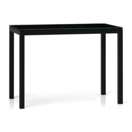 Parsons Clear Glass Top Dark Steel Base 48x28 High Dining Table