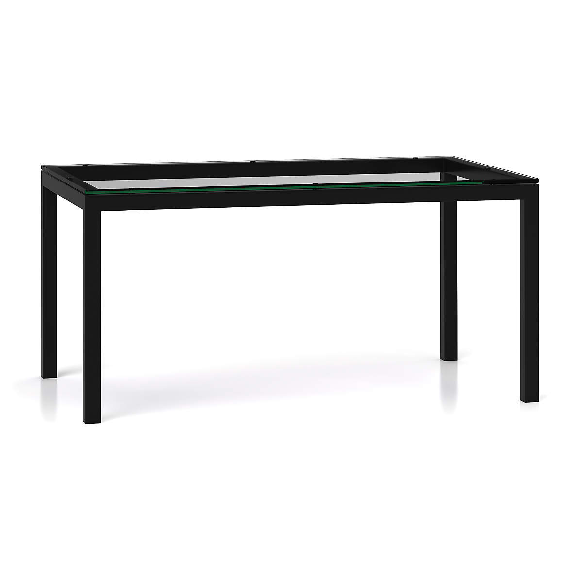 Parsons Clear Glass Top Dark Steel Base Dining Tables Crate And Barrel