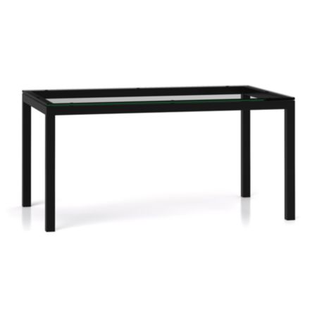 Parsons Clear Glass Top Dark Steel Base 60x36 Dining Table