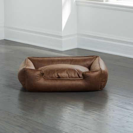 Lounge Faux Leather Vintage Small Dog Bed Reviews Crate And Barrel
