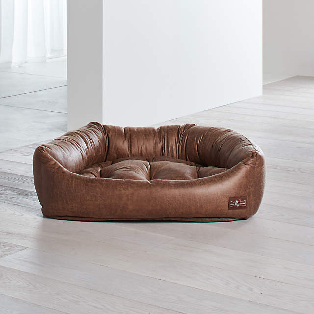 large leather dog bed