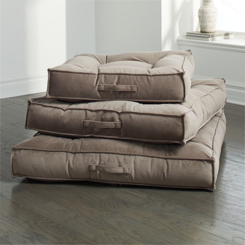 Piazza Taupe Tufted Dog Beds Crate and Barrel