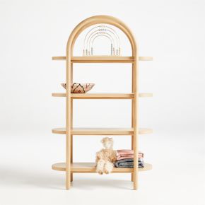 Image of Canyon 36" Natural Wood 4-Shelf Tall Kids Bookcase by Leanne Ford
