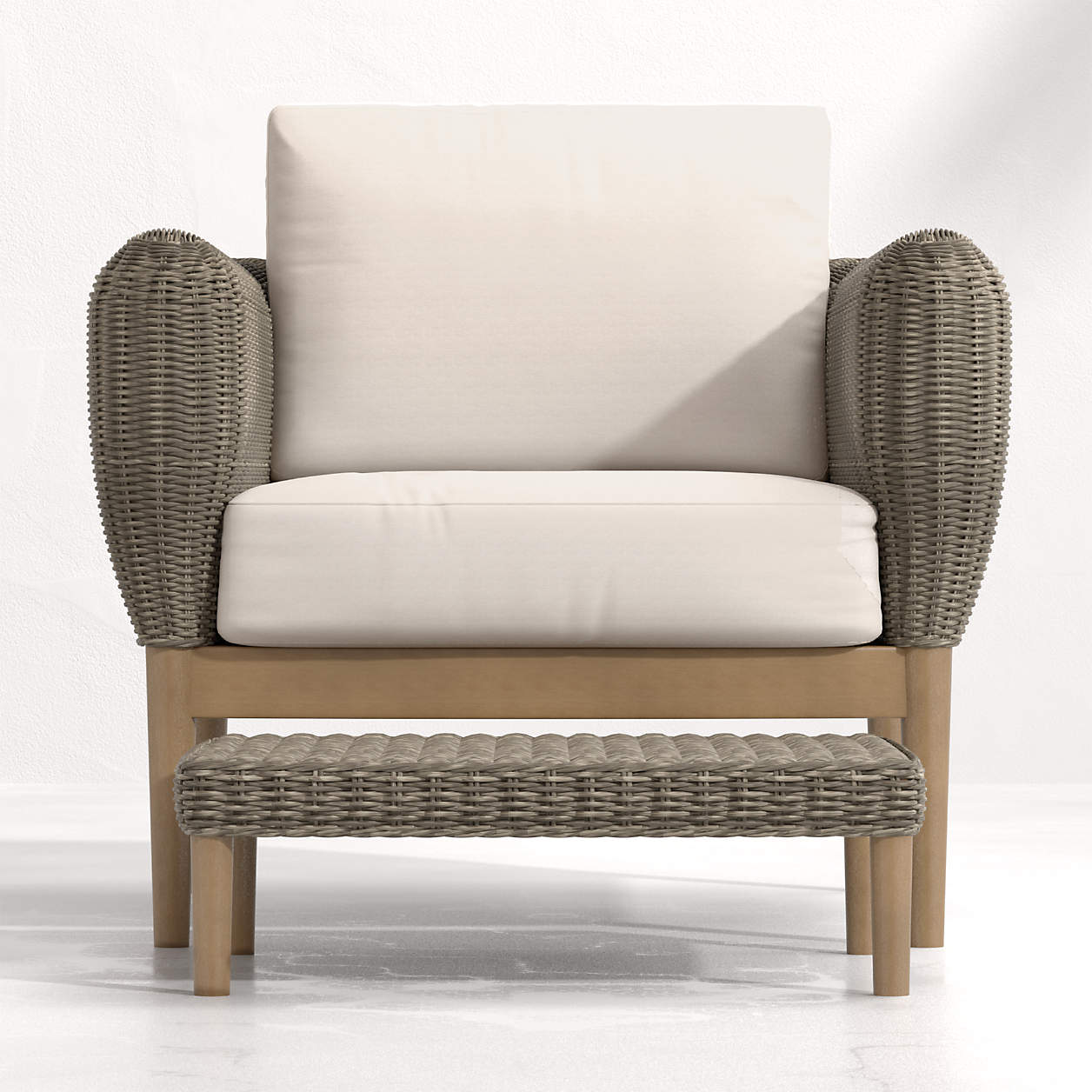 Doren Outdoor Wicker Lounge Chair and Ottoman