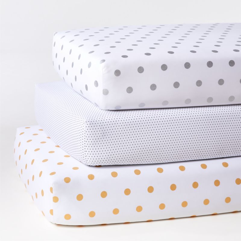 Dot Crib Fitted Sheets Set Of 3 Crate And Barrel