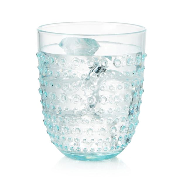 Dottie Aqua Hobnail Drinking Glass 17 oz Crate and Barrel
