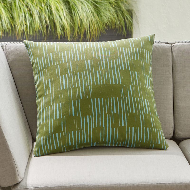 Drawn Stripe Blue 20" Sq. Outdoor Pillow + Reviews Crate and Barrel