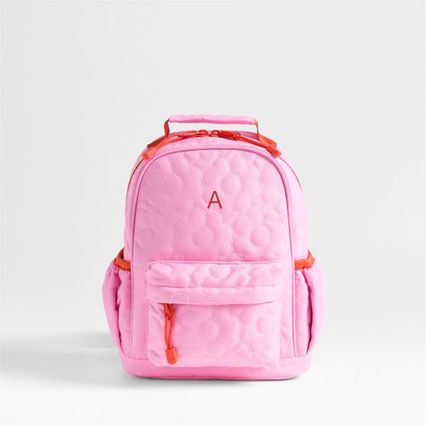 Dreamer Quilted Pink Flower Small Kids Backpack with Side Pockets