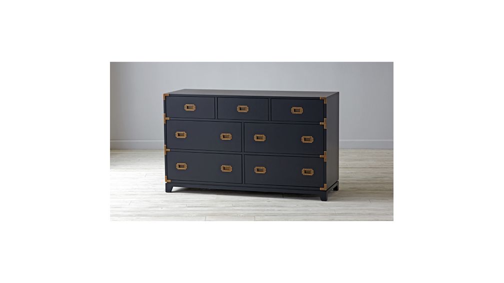 Kids Navy Blue Campaign Wide Dresser Crate and Barrel