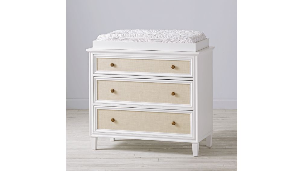 Harmony White Upholstered Dresser in Dressers & Changing Tables