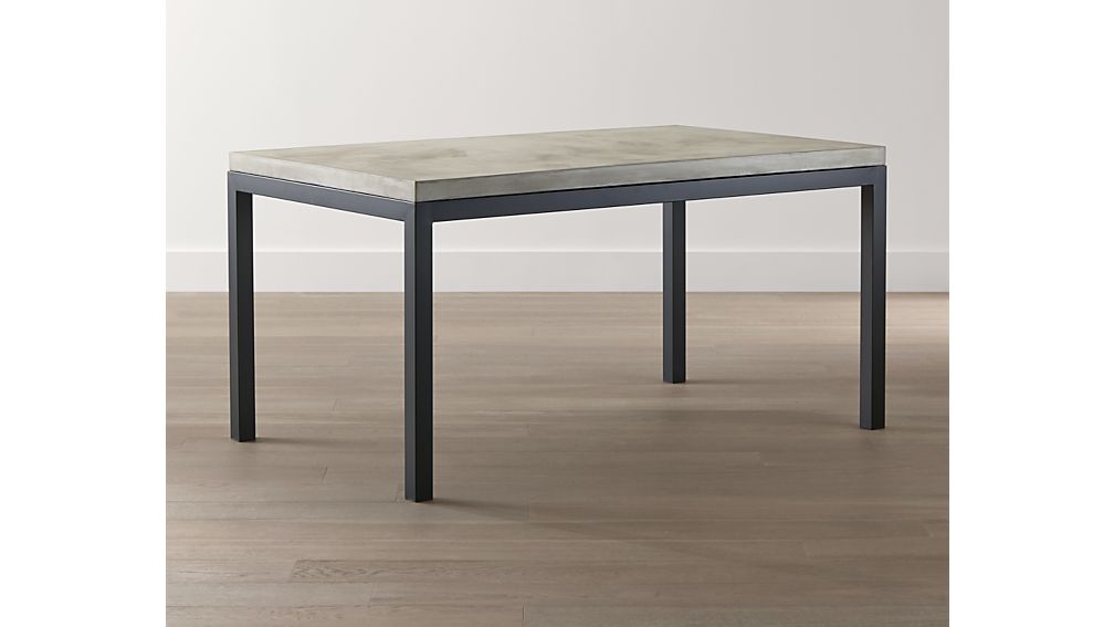Concrete Top/ Natural Dark Steel Base 72x42 Parsons Dining Table