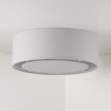 Light Grey Drum Shade Flushmount