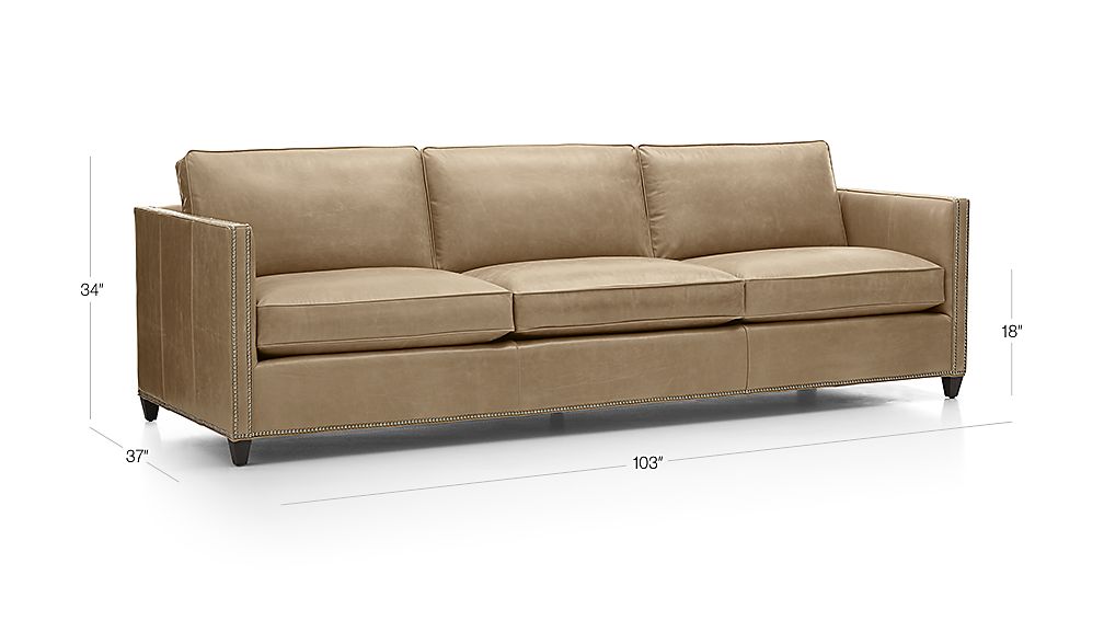 Dryden Leather 3Seat 103" Grande Sofa with Nailheads + Reviews Crate and Barrel