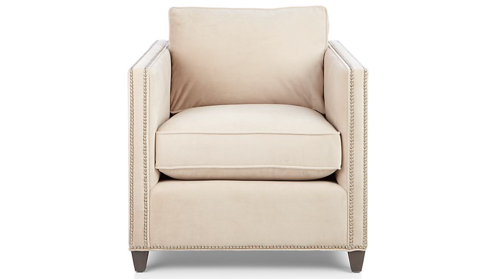 Dryden Cream Armchair with Nailheads Crate and Barrel