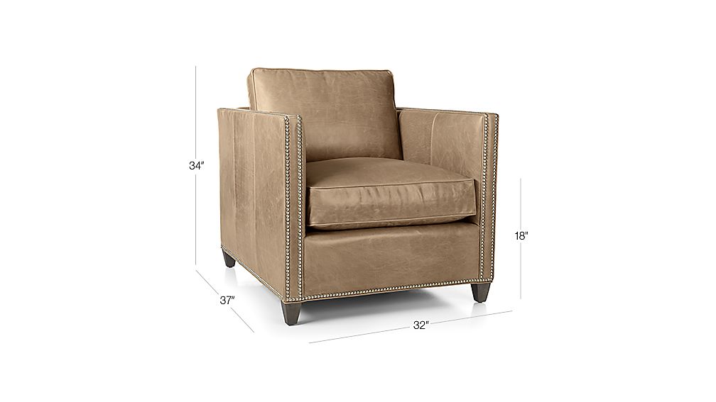 Dryden Leather Chair with Nailheads + Reviews Crate and Barrel