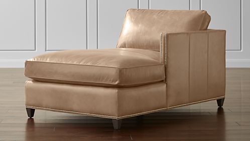 Dryden Leather Right Arm Chaise Lounge with Nailheads