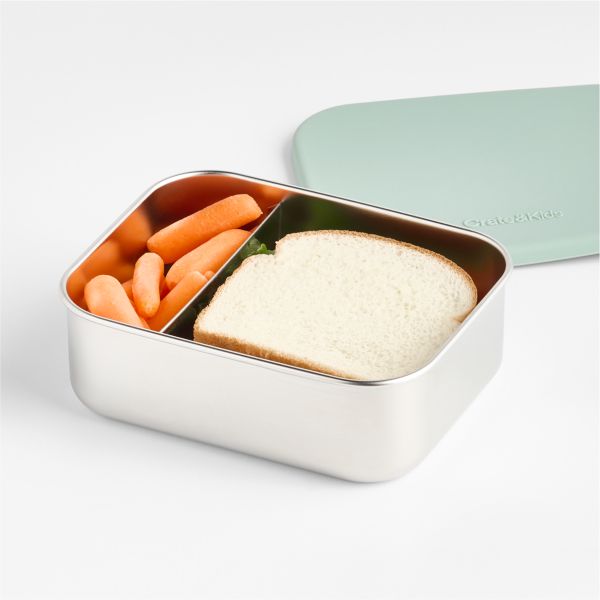 Green Stainless Steel Dual Compartment Lunch Container