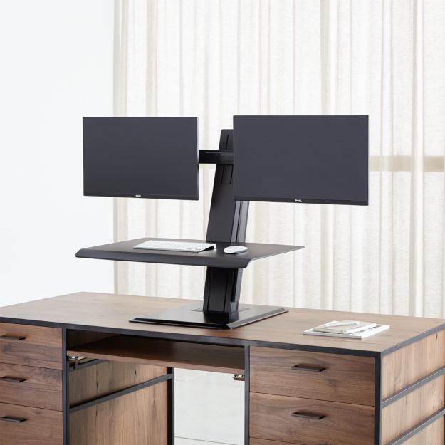 Humanscale Black Dual Monitor Quickstand Eco Standing Desk Converter