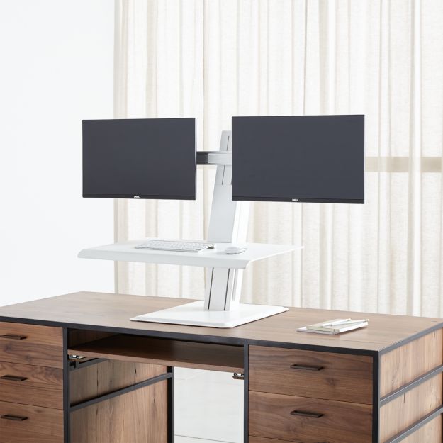 Humanscale White Dual Monitor Quickstand Eco Standing Desk ...