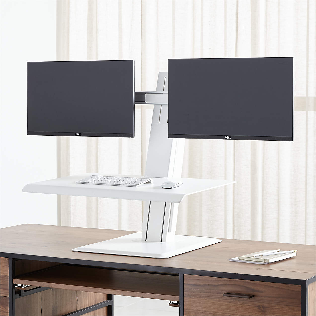 Humanscale White Dual Monitor Quickstand Eco Standing Desk Converter