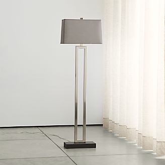 Duncan Antique Silver Floor Lamp with Grey Shade