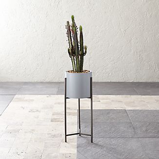 Outdoor Planters Crate And Barrel Dundee Light Grey Planter With Short Stand
