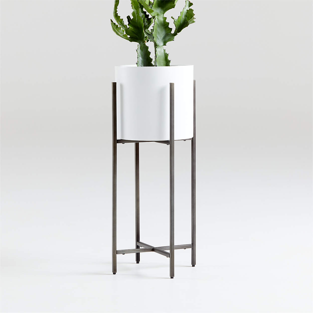Shop Dundee White Round Planter with Short Stand from Crate and Barrel on Openhaus