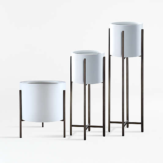 Dundee White Floor Planters Crate And Barrel Dundee White Floor Planters Crate And