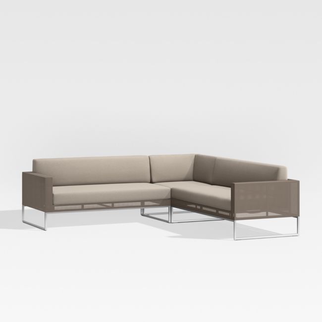 Online Designer Patio Dune Taupe 3-Piece Outdoor Sectional Sofa with Sunbrella Cushions