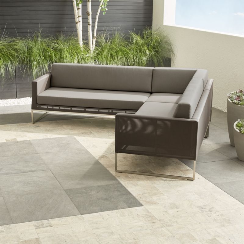 Dune 3Piece Sectional Sofa with Sunbrella Cushions Crate and Barrel