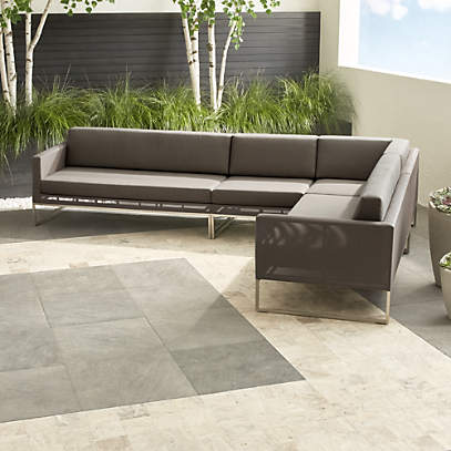 Dune Taupe 4 Piece Sectional Sofa With Sunbrella Cushions Reviews Crate And Barrel