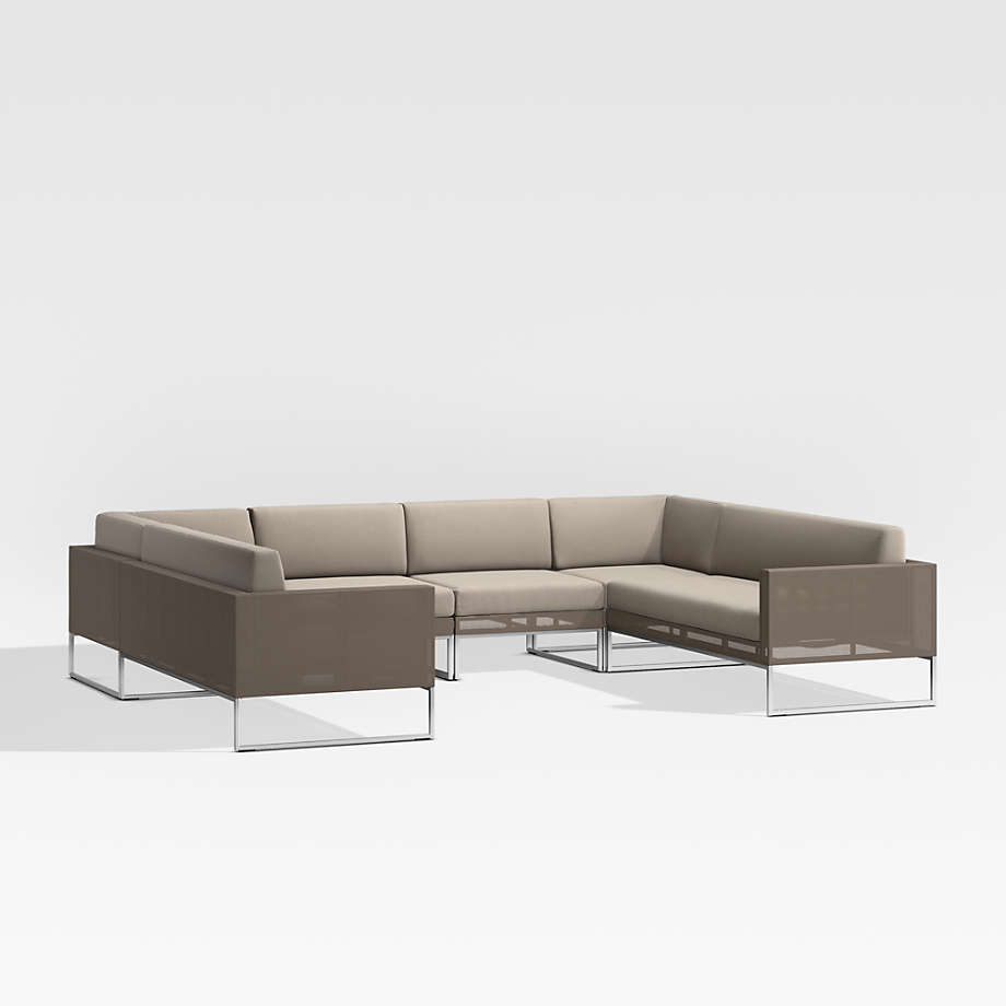 Dune Taupe 6-Piece Sectional Sofa with Sunbrella Cushions + Reviews | Crate and Barrel