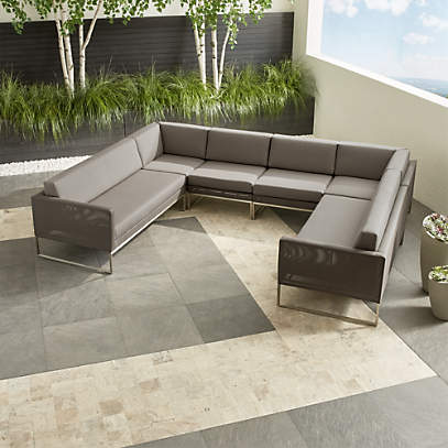 Dune Taupe 6 Piece Sectional Sofa With Sunbrella Cushions Reviews Crate And Barrel