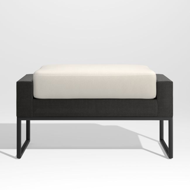 Online Designer Patio Dune Black Outdoor Ottoman with White Cushion