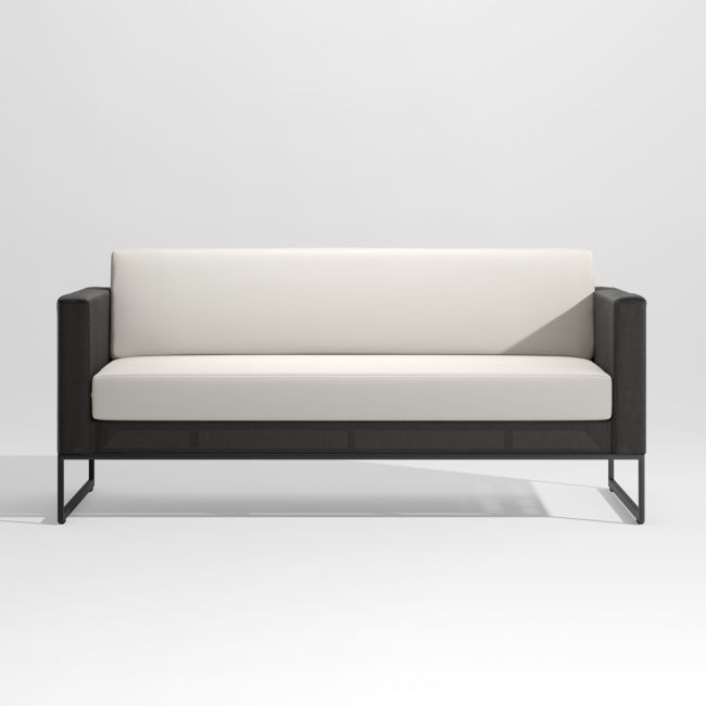 Online Designer Patio Dune Black Outdoor Sofa with White Cushions