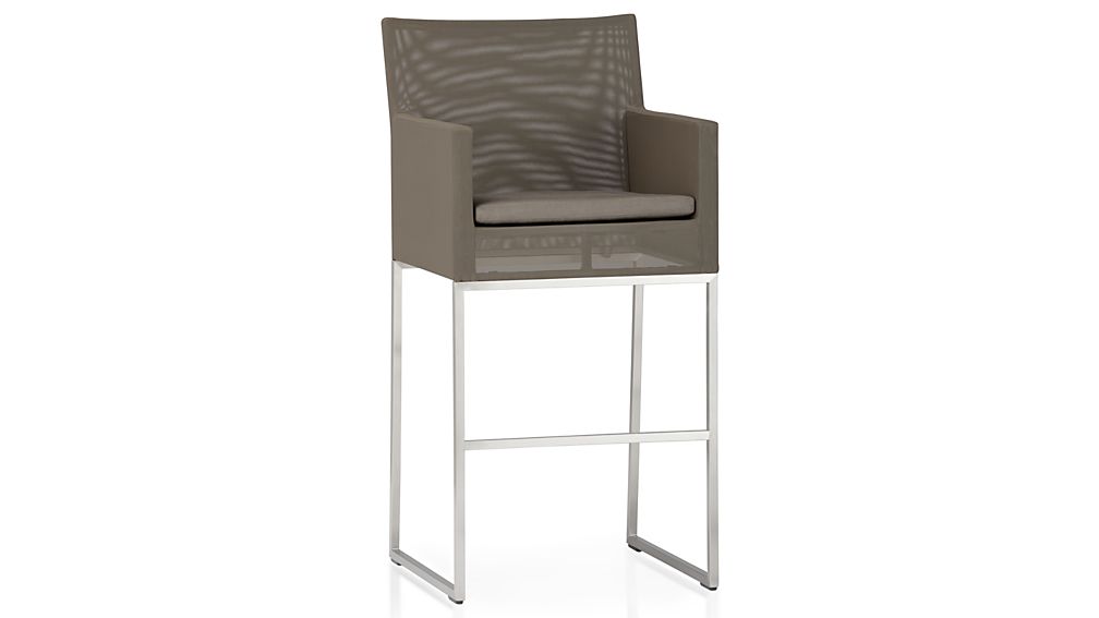 Dune Mesh Bar Stool With Taupe Cushion Reviews Crate And Barrel