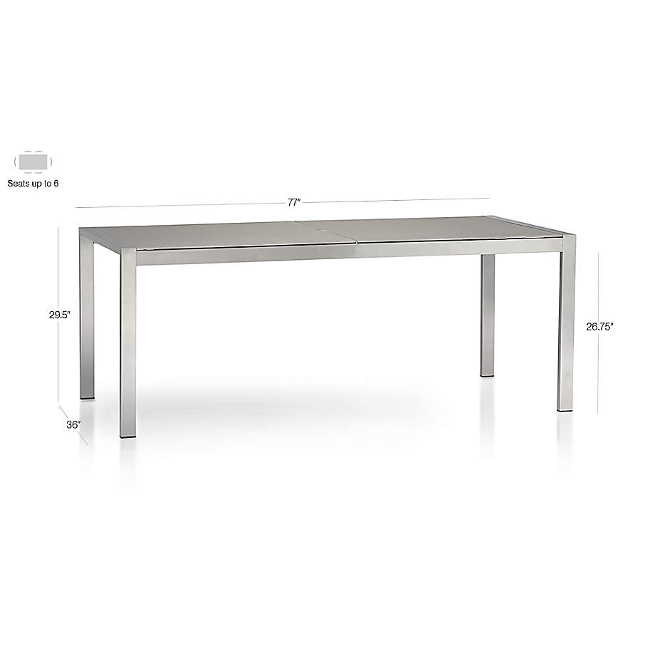Dune Rectangular Dining Table with Pebbled Glass Crate and Barrel