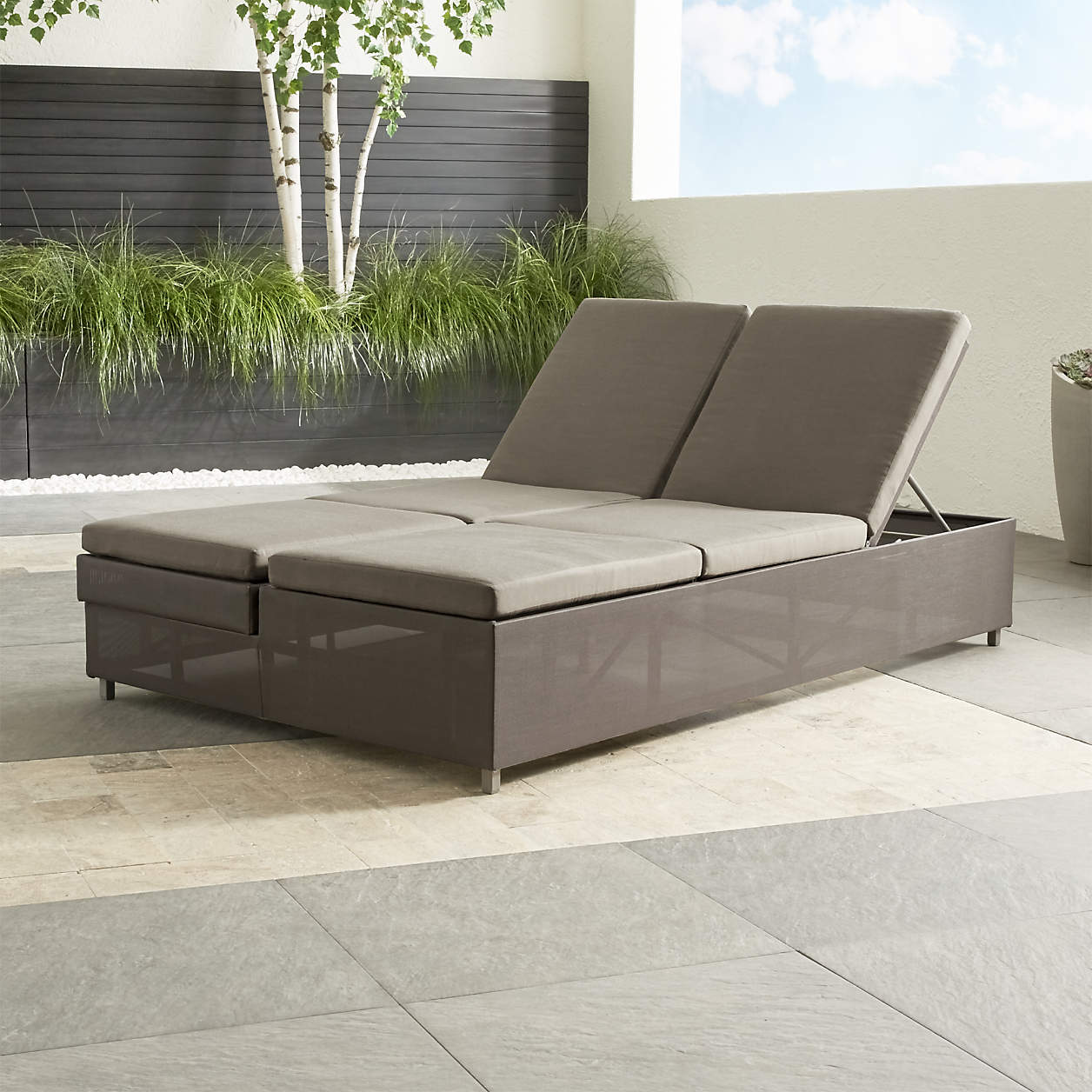 Dune Taupe Double Chaise Sofa Lounge with Sunbrella Cushions + Reviews