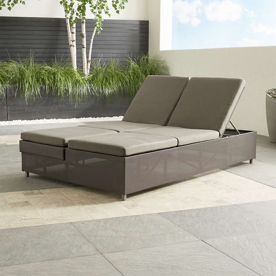 Dune Taupe Double Chaise Sofa Lounge with Sunbrella Cushions + Reviews