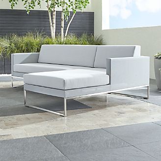 Outdoor Patio Lounge Furniture Crate And Barrel Dune 2 Piece Right Arm Chaise Sectional With Sunbrella Cushions