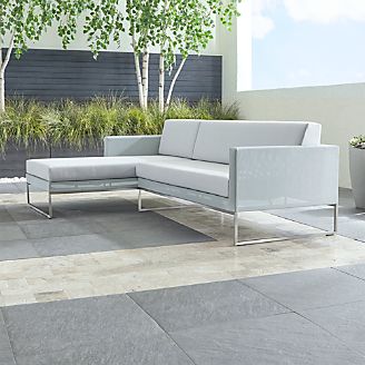Outdoor Patio Lounge Furniture Crate And Barrel Dune 2 Piece Left Arm Chaise Sectional With Sunbrella Cushions