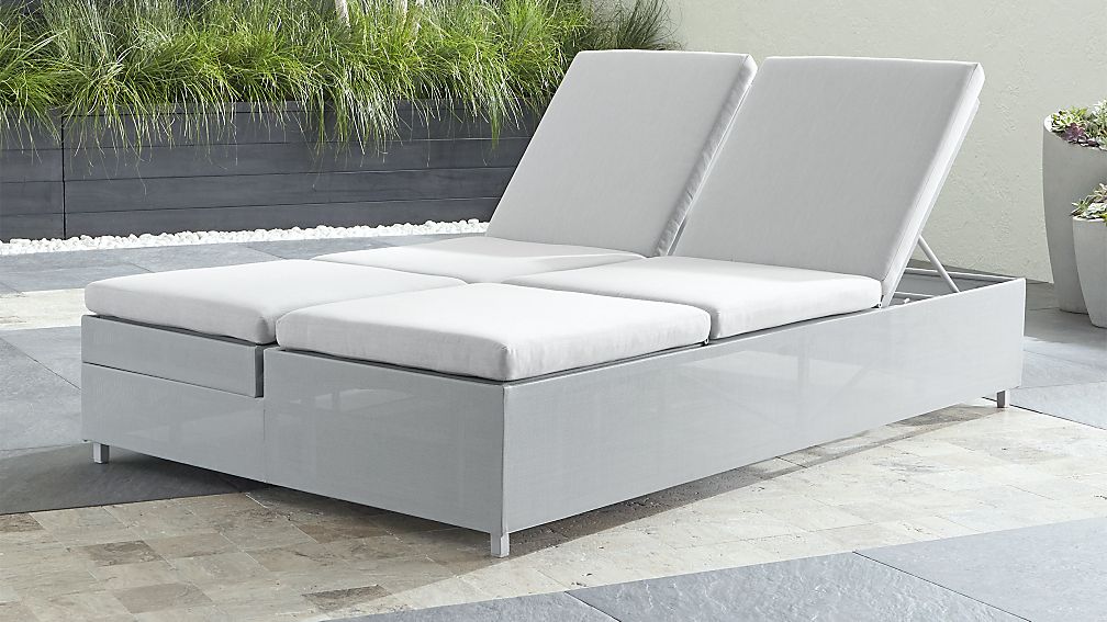 Dune Light Grey Double Chaise Lounge With Sunbrella Cushions Dune Light Grey Double Chaise Lounge With Sunbrella Cushions Reviews Crate And Barrel