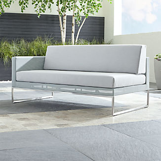 Outdoor Sofas More Style For Less Money Crate And Barrel Dune Light Grey Left Arm Loveseat With Sunbrella Cushions More Options