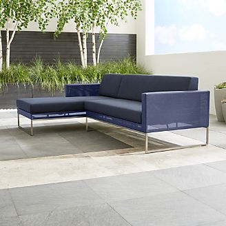 Outdoor Sectional Sofas Crate And Barrel Dune 2 Piece Left Arm Chaise Sectional With Sunbrella Cushions