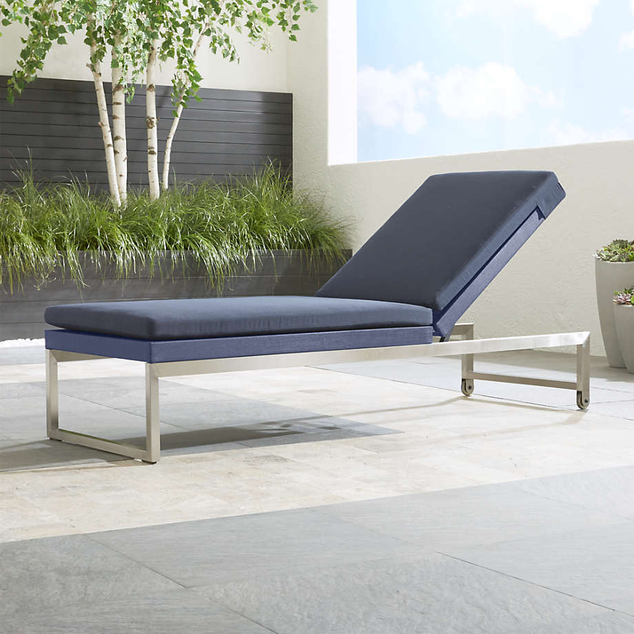 Dune Blue Outdoor Chaise Lounge + Reviews Crate and Barrel